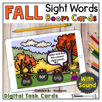 Preview of Fall Activities Boom Cards Sight Words Pre Primer