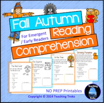 Preview of Fall Activities: Fall Reading Comprehension Worksheets