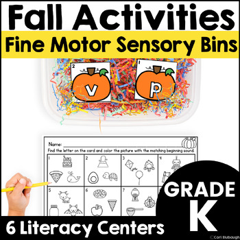 Preview of Fall Activities Fine Motor Sensory Bin Literacy Centers for October