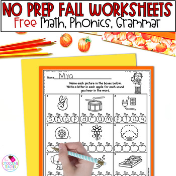 Preview of Fall 1st Grade Math and Phonics Worksheets - Free Download