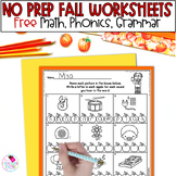 Fall 1st Grade Math and Phonics Worksheets - Free Download