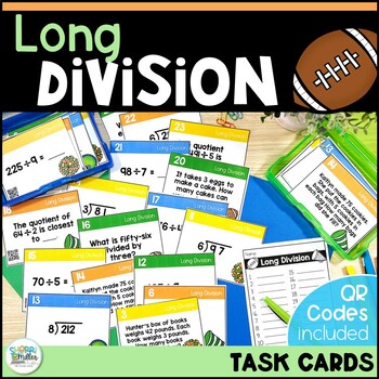 Preview of Long Division with Remainders & Word Problems Task Cards Math Activities