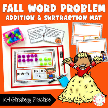 Preview of Fall Activities Math Addition and Subtraction Word Problems Strategy Mat