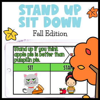 Preview of Fall Activities Stand Up Sit Down Game Digital Movement Cards 