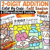 Fall Activities | Two Digit Addition Color by Number | Fal