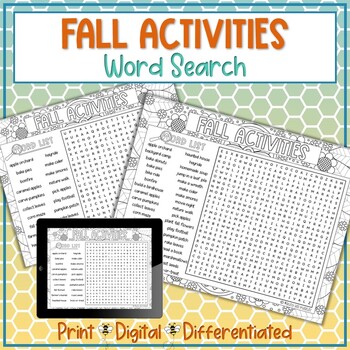 Preview of Fall Activities Word Search Puzzle Activity