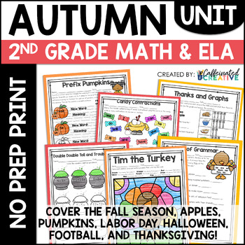 Preview of Fall Activities & Worksheets No Prep Math Reading Grammar Writing
