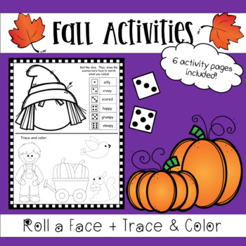 Scarecrow Portrait Shapes Roll and Draw Game Sheets