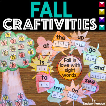 Preview of Fall Activities for Kindergarten Sight Words, Letter Sounds and Numbers Crafts
