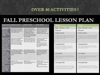 Preview of Fall Activities for Pre-K and preschoolers, Fall Lesson Plans
