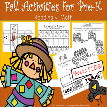 Preview of Fall Activities for PreK Reading & Math