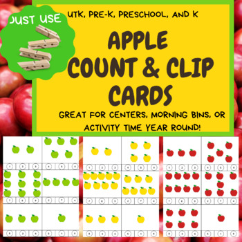 Preview of Fall Activity Apple Count & Clip- PreK, Preschool, UTK, TK, and Kindergarten