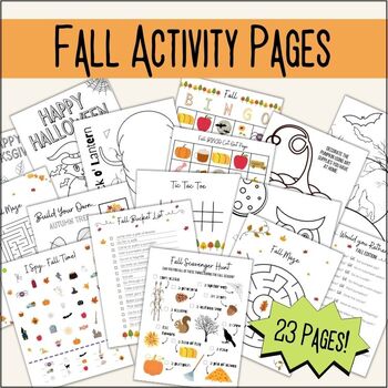 Preview of Fall Activity Pages for Kids | Printable Fall Classroom Activities and Coloring