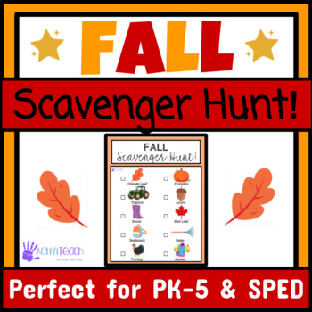 Preview of Fall Activity Scavenger Hunt | Preschool Elementary Special Education Fall Game