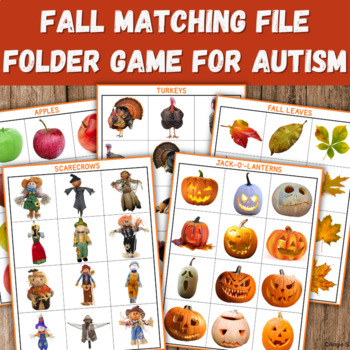 Preview of Fall Activity for Non-Verbal Students with Autism | Matching File Folder Game
