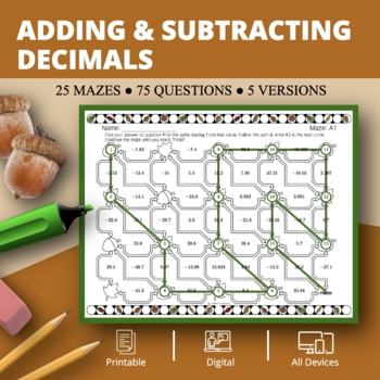 Preview of Fall: Adding & Subtracting Decimals Maze Activity