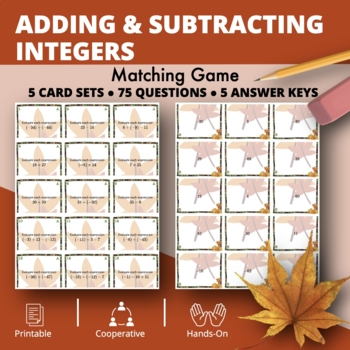 Preview of Fall: Adding & Subtracting Positive & Negative Integers Matching Game