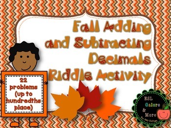 Preview of Fall Adding and Subtracting Decimals Riddle