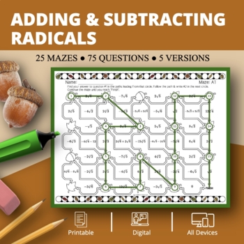 Preview of Fall: Adding and Subtracting Radical Expressions Maze Activity