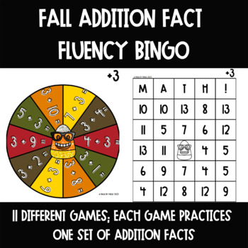 Preview of Fall Addition Bingo Games - Differentiated Fact Fluency to 20 Bingo 