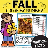 Fall Addition Color by Number Worksheets -Math Review Morning Work October Fun