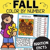 Fall Addition Color by Number Worksheets -Math Review Morn