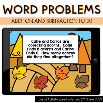 Preview of Word Problems to 20 Using Addition with Secret Message Digital Game
