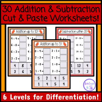 Fall Addition and Subtraction Activities Worksheets Elementary Special ...