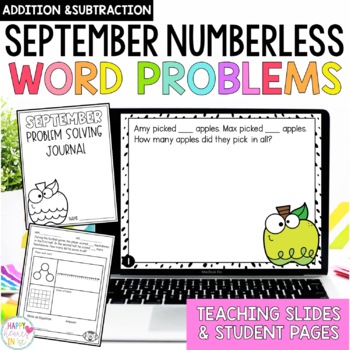 Preview of Fall Addition and Subtraction Numberless Word Problems September 1st Grade Math