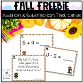 Fall Addition and Subtraction Task Cards FREEBIE