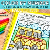 Thanksgiving Addition and Subtraction to 18 Color by Numbe
