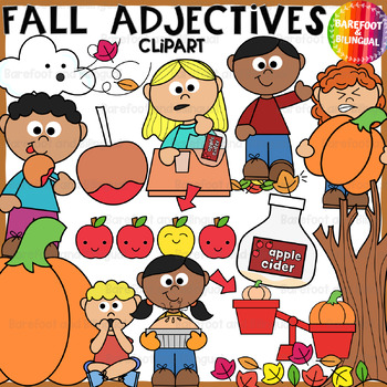 Preview of Fall Adjectives Clipart - Grammar Clipart