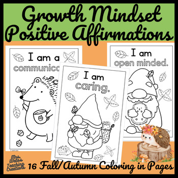 Preview of Fall Themed - Positive Affirmations Coloring Worksheets for Students