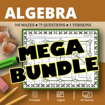 Preview of Fall: Algebra BUNDLE Maze Activity