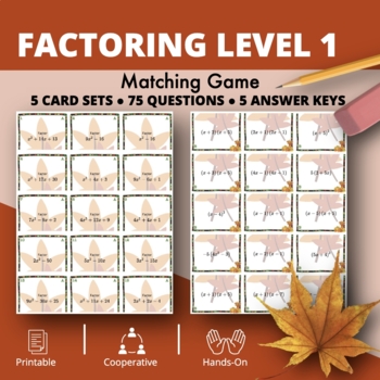 Preview of Fall: Algebra Factoring Level 1 Matching Game