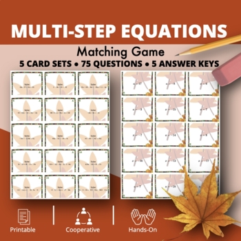 Preview of Fall: Algebra Multi-Step Equations Matching Game