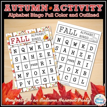 Preview of Fall Alphabet Letters Bingo Game - Fall Party {Printable and Digital Resource}