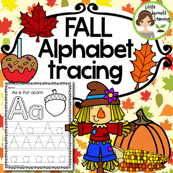 Preview of Fall Alphabet Tracing pages (Print Handwriting Practice)