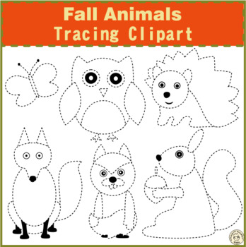 Preview of Fall Animals Tracing Clipart