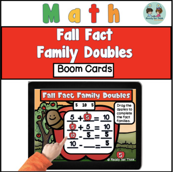 Preview of Fall Apple Fact Family Doubles Addition and Subtraction Within 20 - Boom Cards