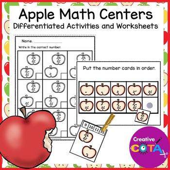 Preview of Fall Kindergarten Math Center Counting Worksheets and Number Sense Activities
