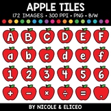 Fall Apple Letter and Number Tiles Clipart + FREE Blacklin