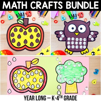 Preview of Fall Apple Owl Math Crafts Addition Subtraction Multiplication Division