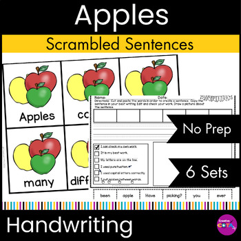 Preview of Occupational Therapy Fall Apples Scrambled Build a Sentence Writing Activities