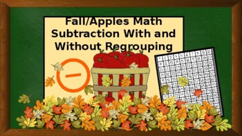 Preview of Fall/ Apples Math- Subtraction With/Without Regrouping - Flash Cards