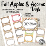 Fall Apples and Acorn Tags for Organizing Cubbies, Name Tags, Coat Hooks, Labels