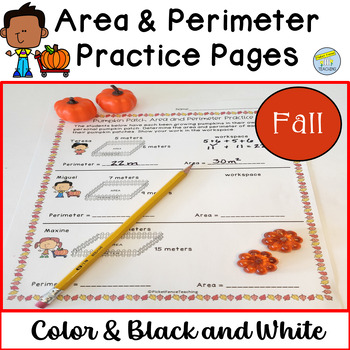 Preview of Fall Area & Perimeter of Rectangles Practice Pages