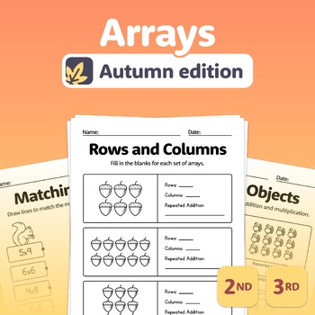 Preview of Fall Arrays Worksheets | Fall Multiplication, Autumn Arrays, Halloween Arrays