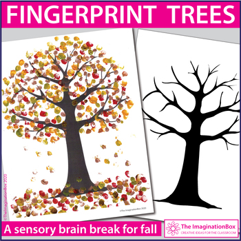 Preview of Fall Art Project, Autumn Leaves and Trees Fingerprint Activity, Color Mixing Fun