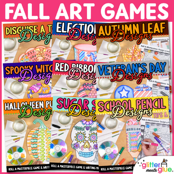 Preview of Fall Art Projects, Roll a Dice Games, Art Worksheets, Art Sub Lessons, Templates